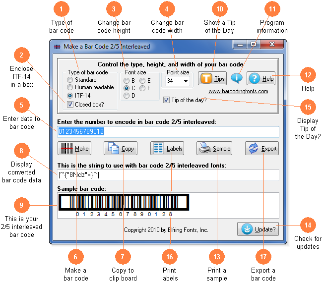 Software to build bar code 2/5 interleaved and ITF-14 bar codes