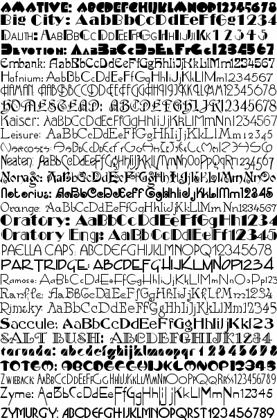 Art Deco Font Samples Font List