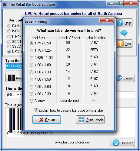 Printing barcode labels Printing barcode labels